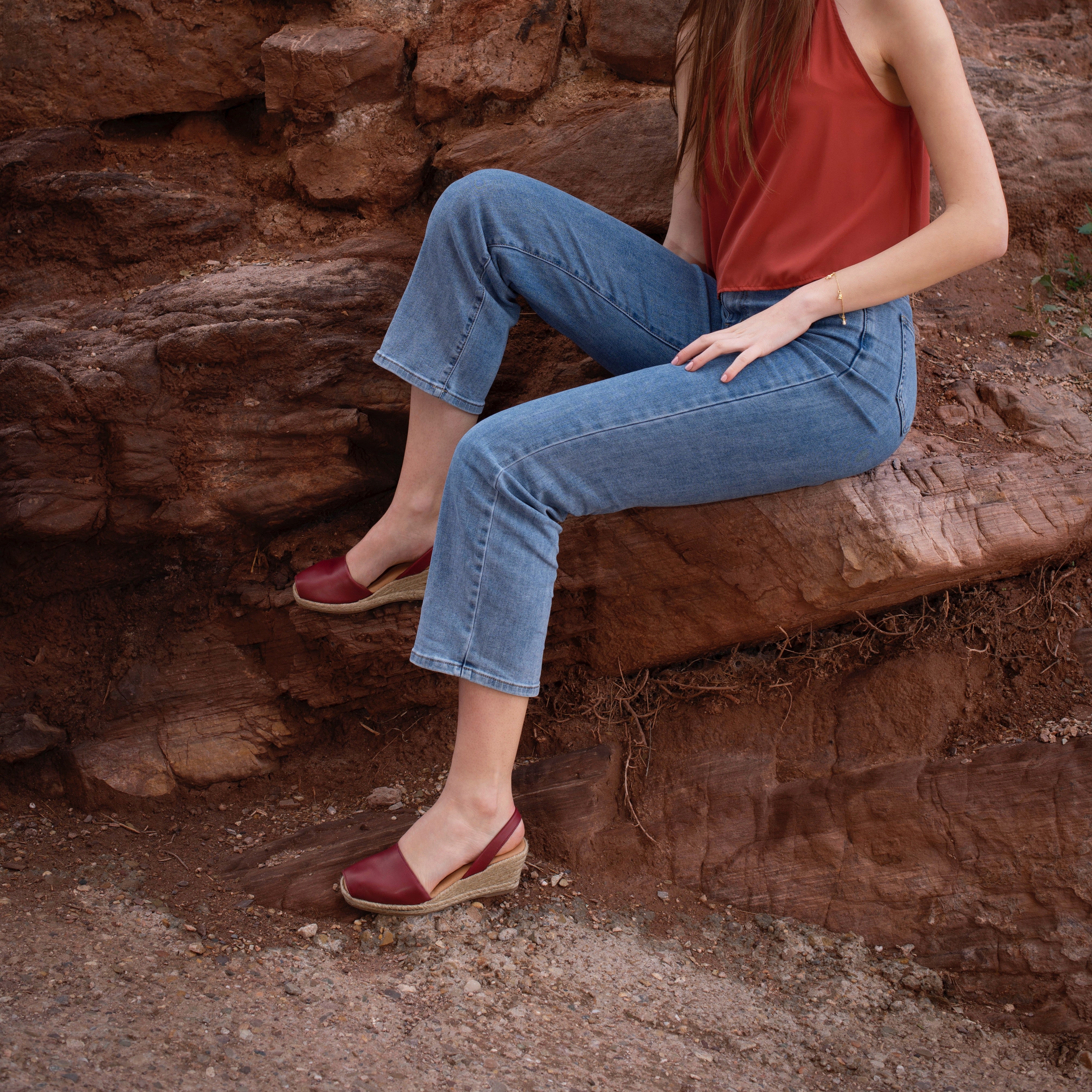 Burgundy espadrille wedges
