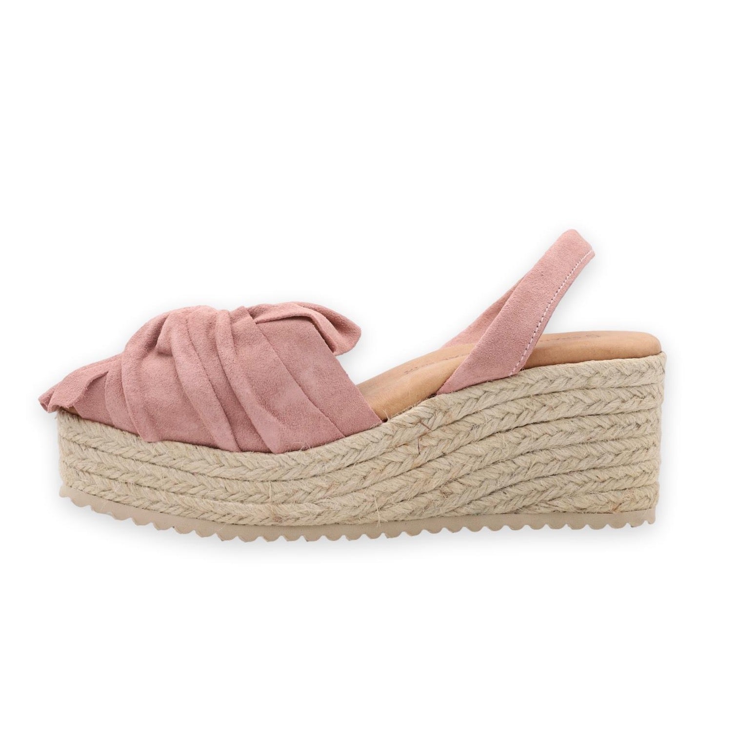 Soft pink ruffle platform sandals