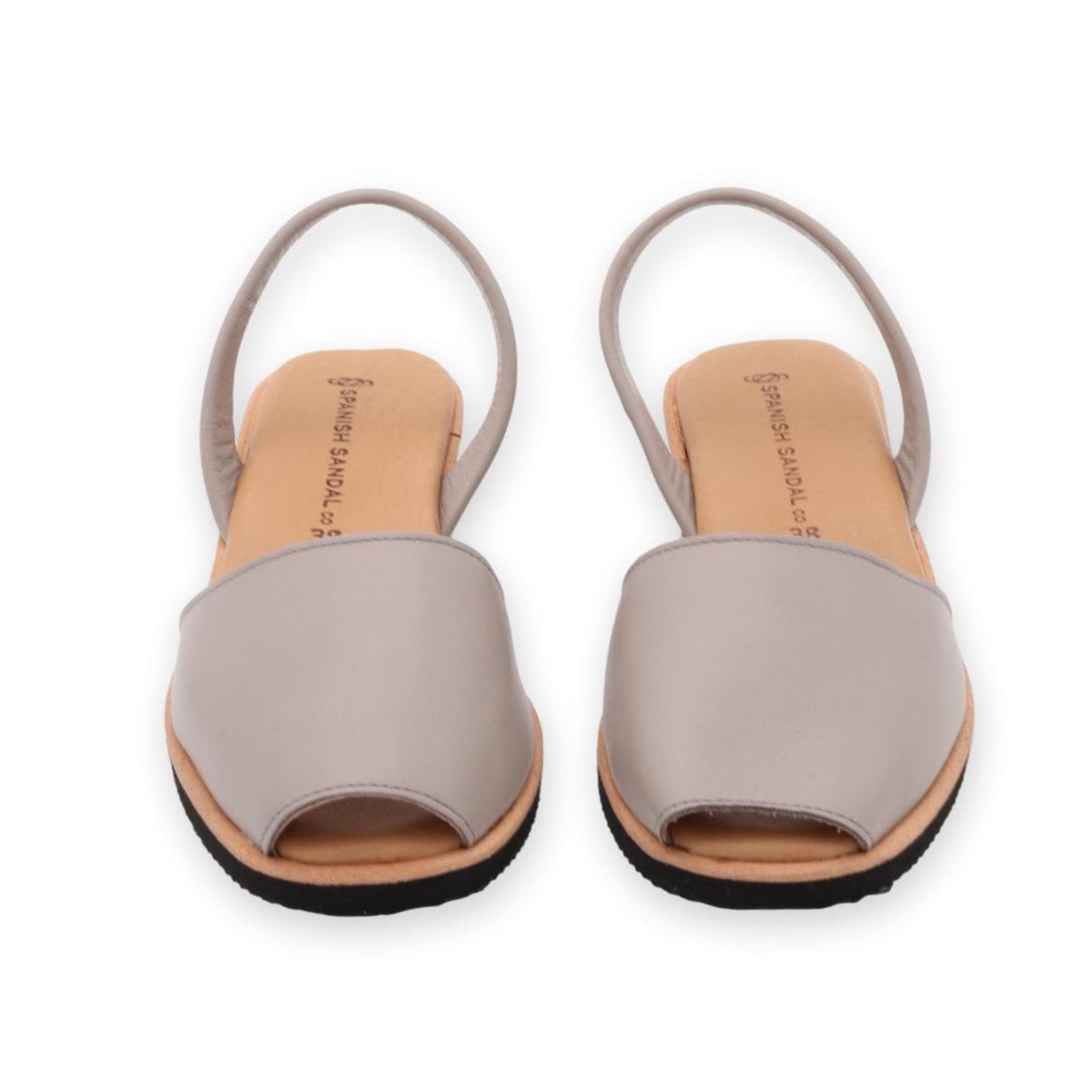 front facing midi wedge sandals in soft grey