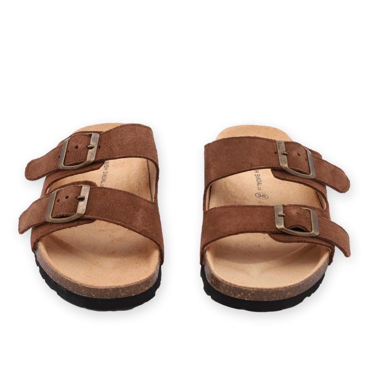 front facing nordic sandals in brown