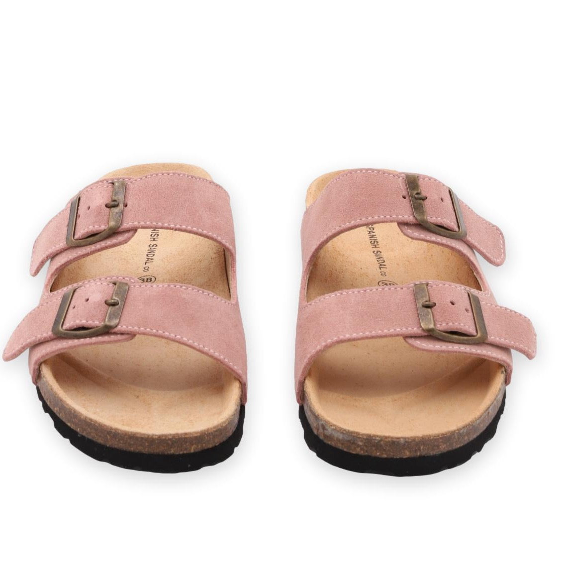front facing nordic sandals in soft pink