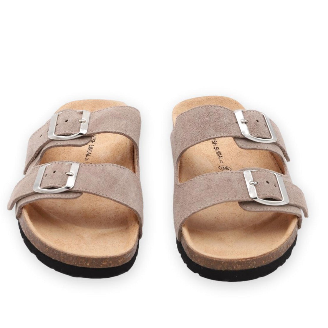 front facing nordic sandals in stone grey