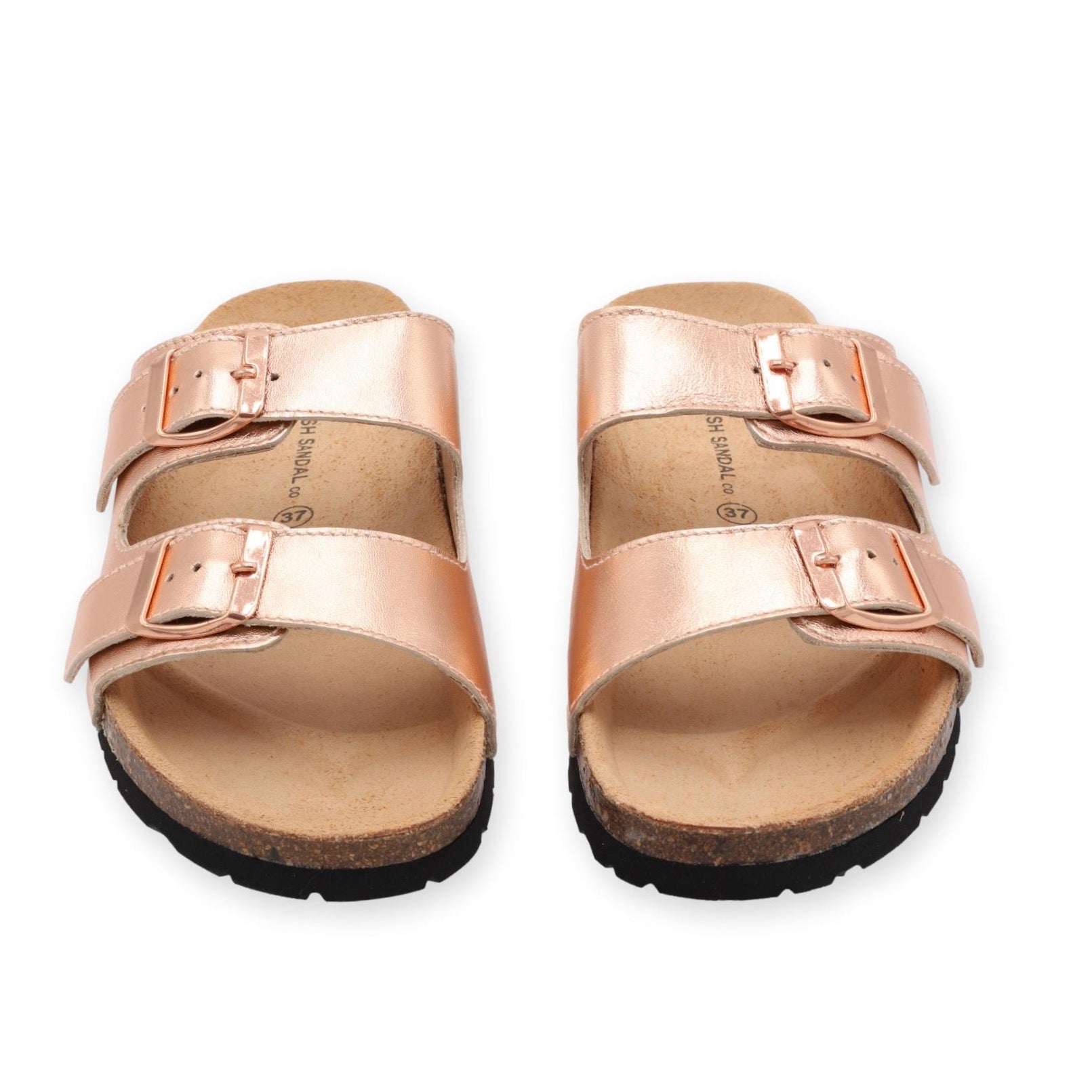 front facing nordic sandals in rose gold