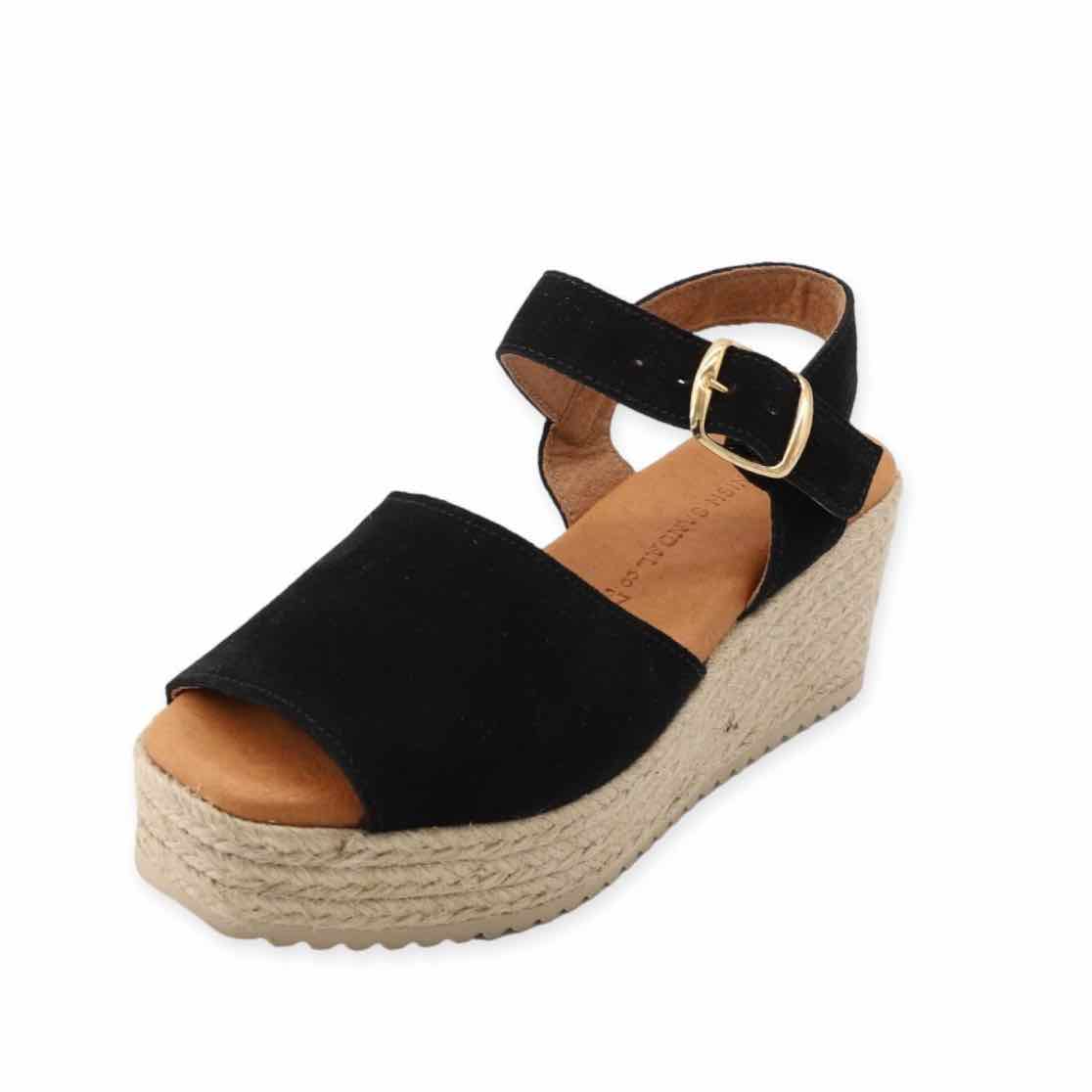 Black platform sandals with strap