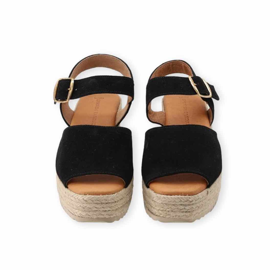 Black platform sandals with strap