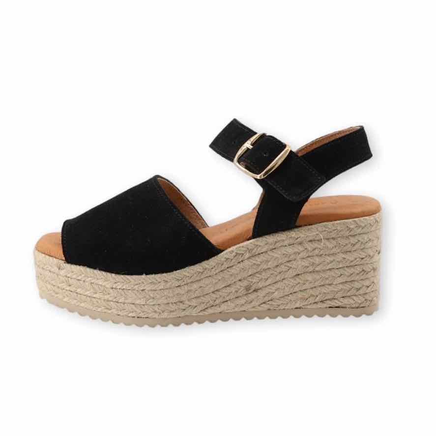 Black platform sandals with strap