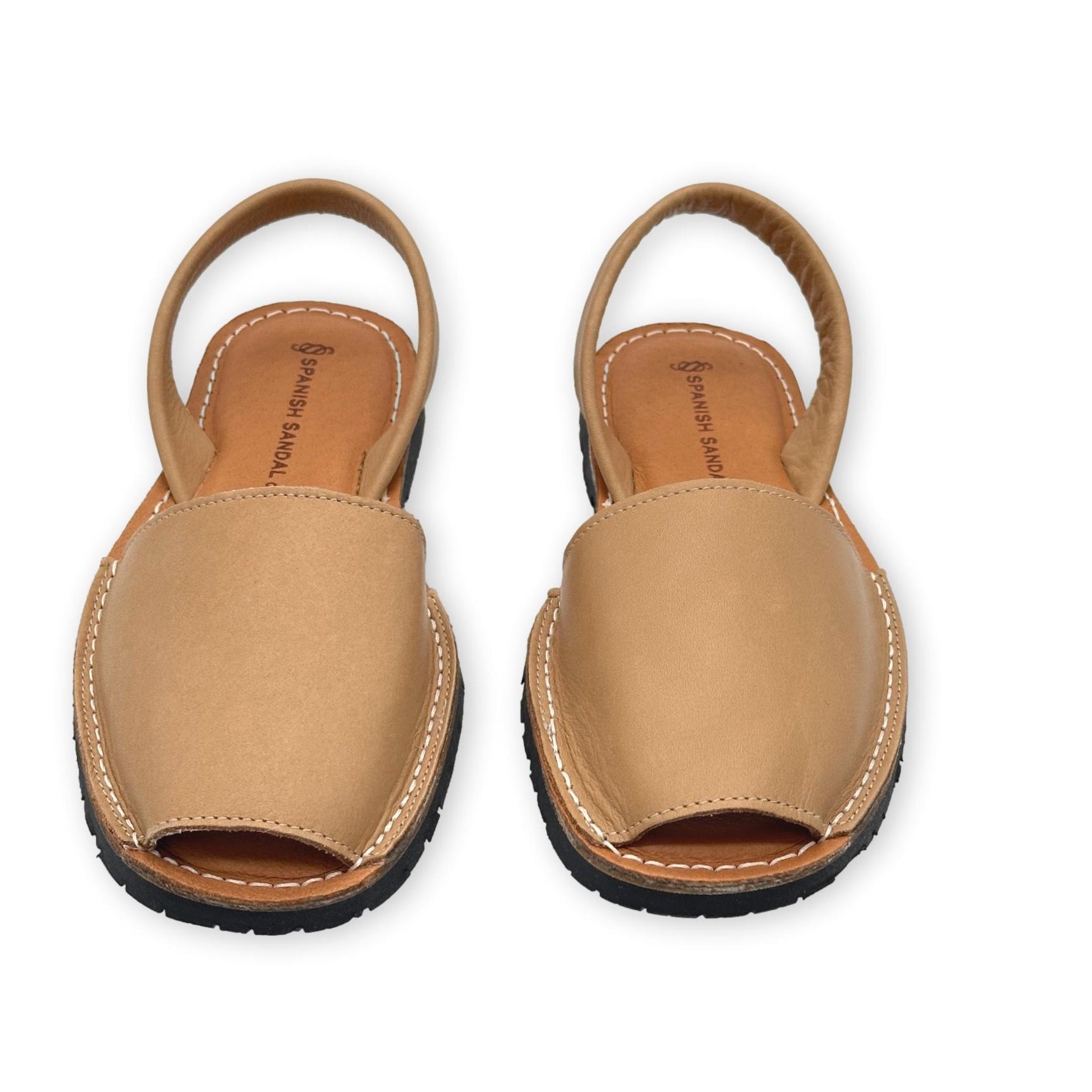front facing sandals in color almond