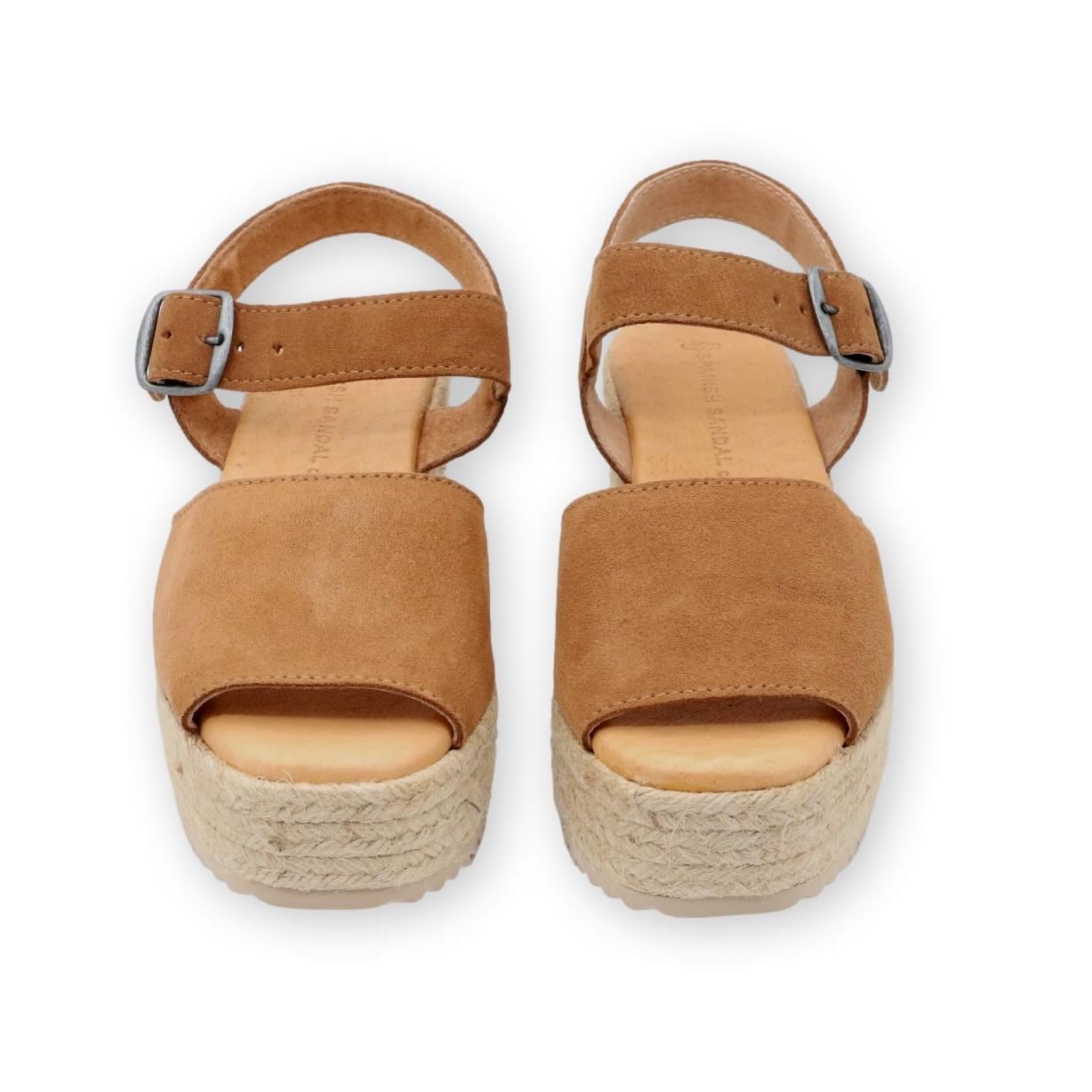 Nut brown platform sandals with strap