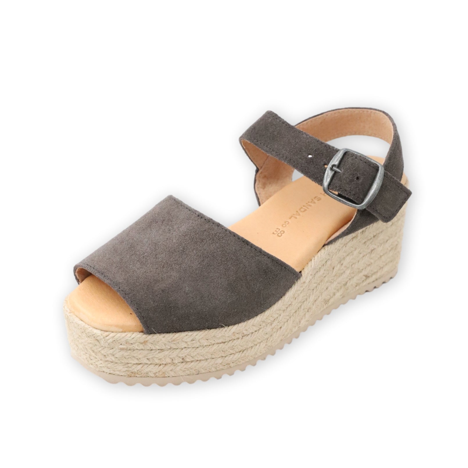 Dark grey platform sandals with strap