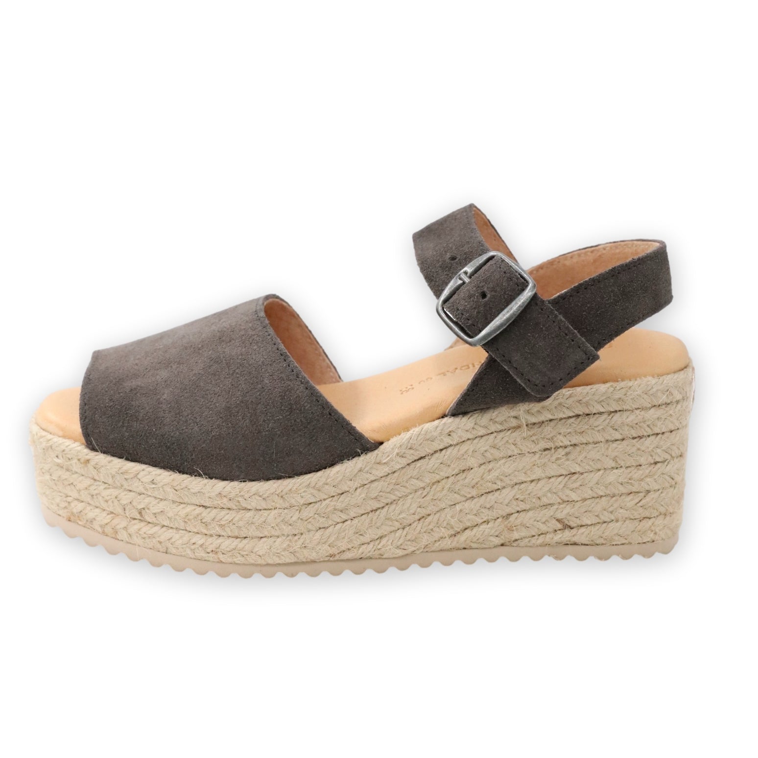Dark grey platform sandals with strap