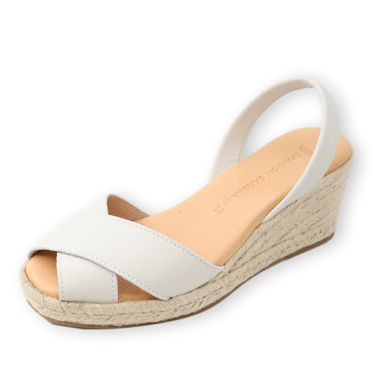 Crossover cream white espadrille wedges