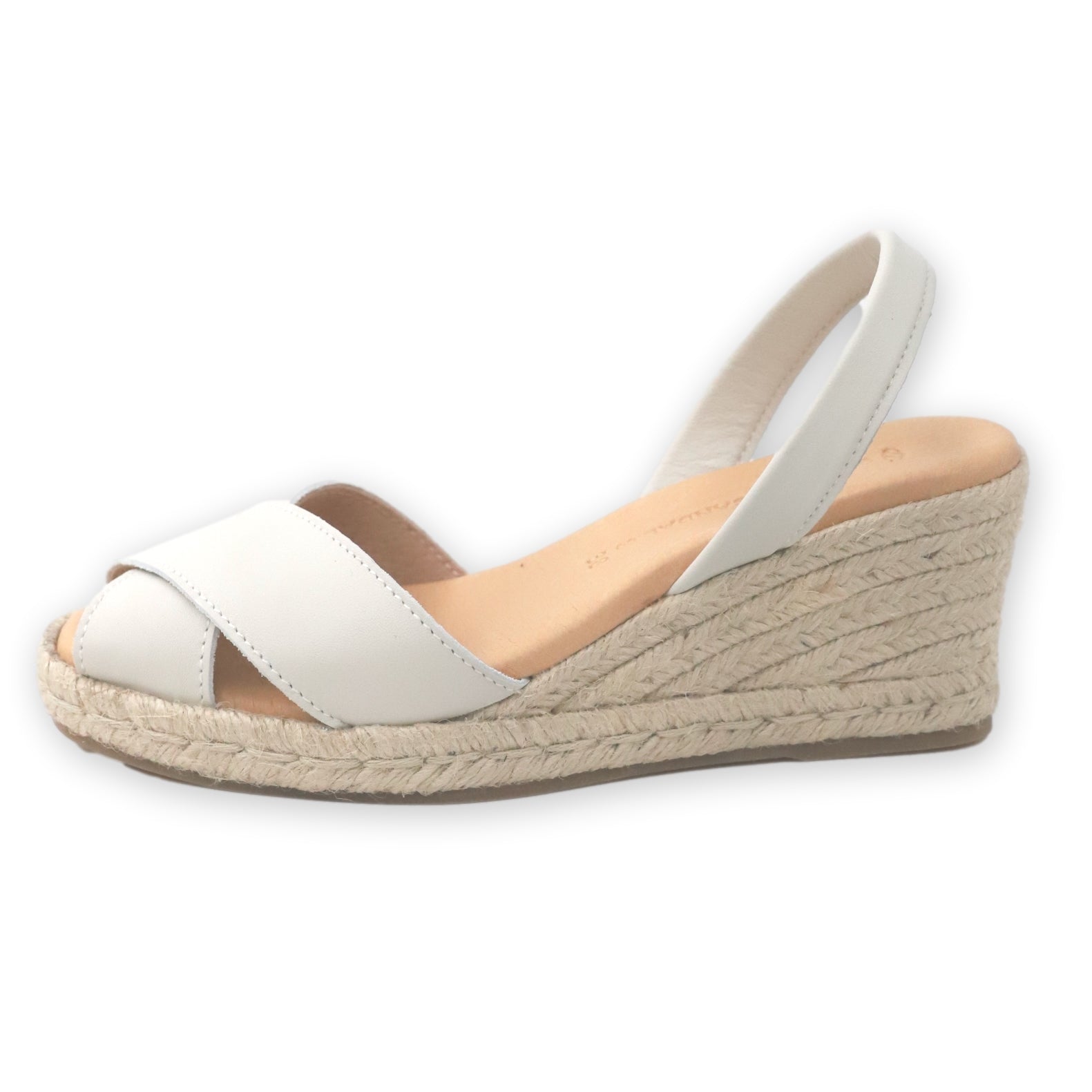 Crossover cream white espadrille wedges