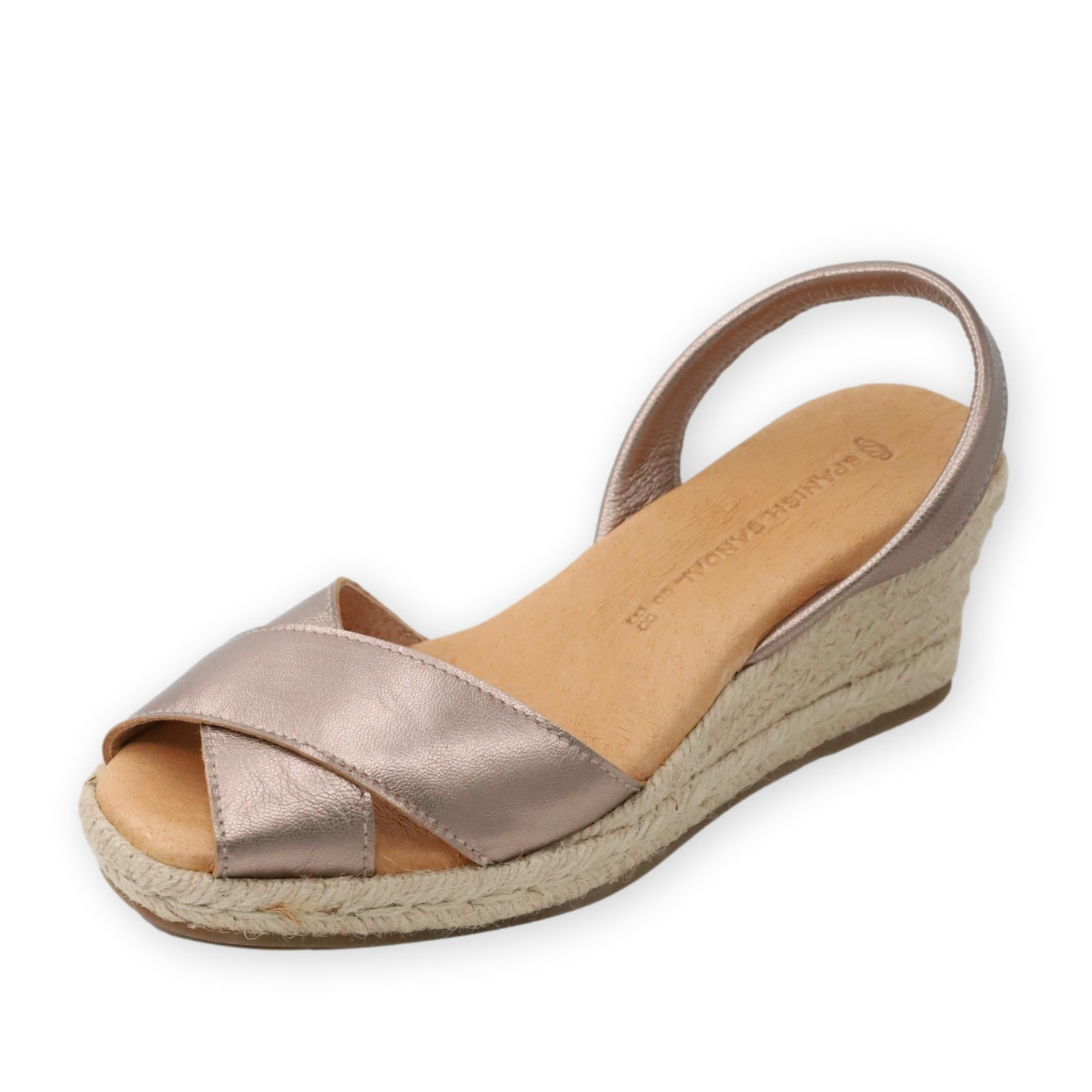 Crossover Rose Gold espadrille wedges