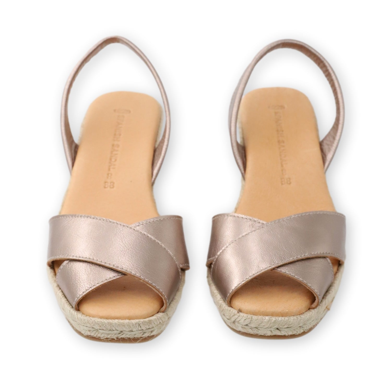 Crossover Rose Gold espadrille wedges