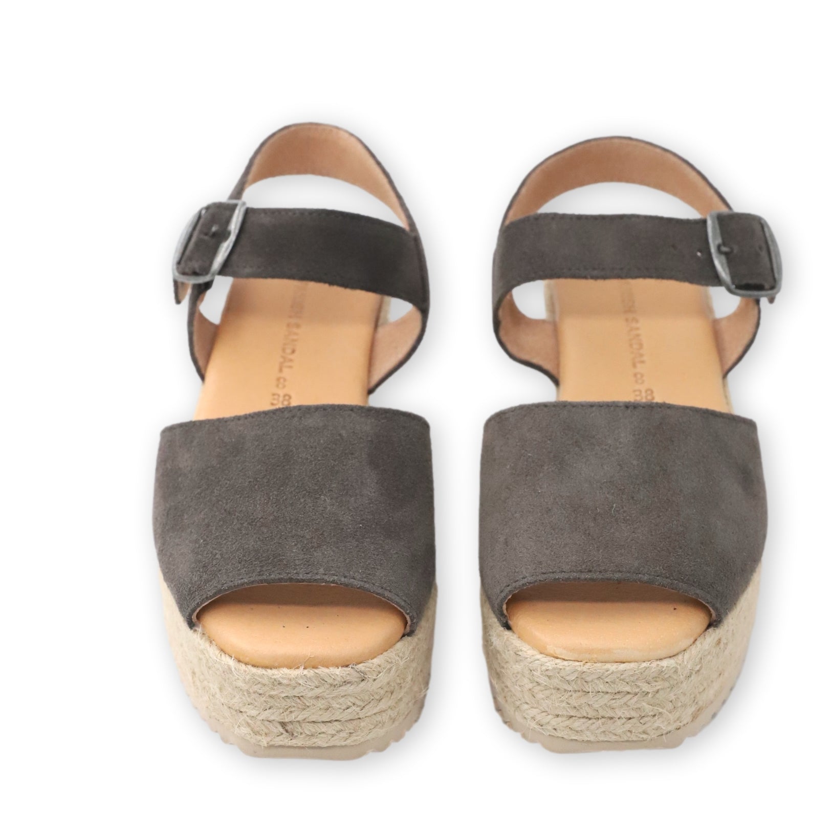 Dark grey platform sandals with strap