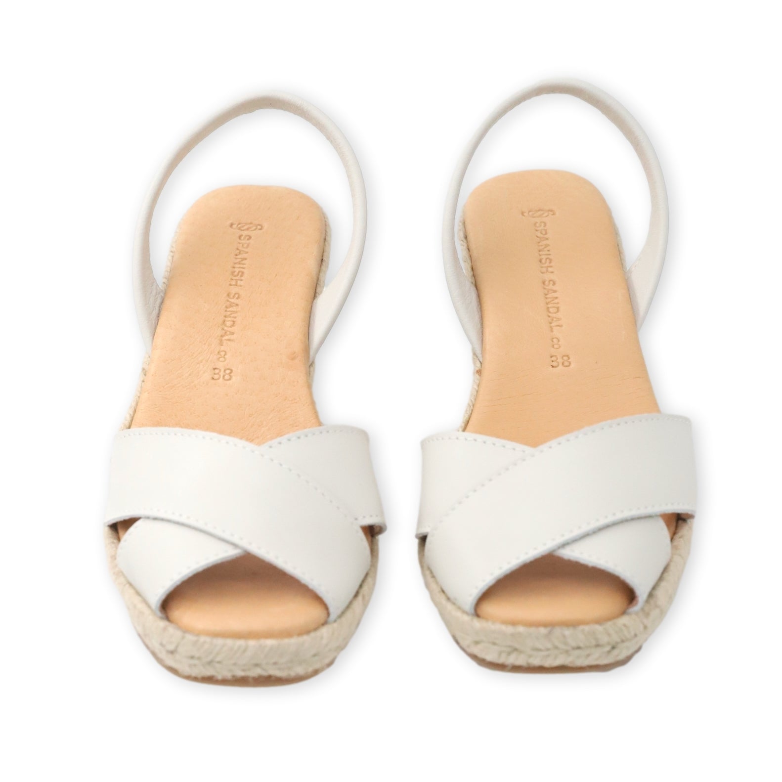 Crossover cream white espadrille wedges