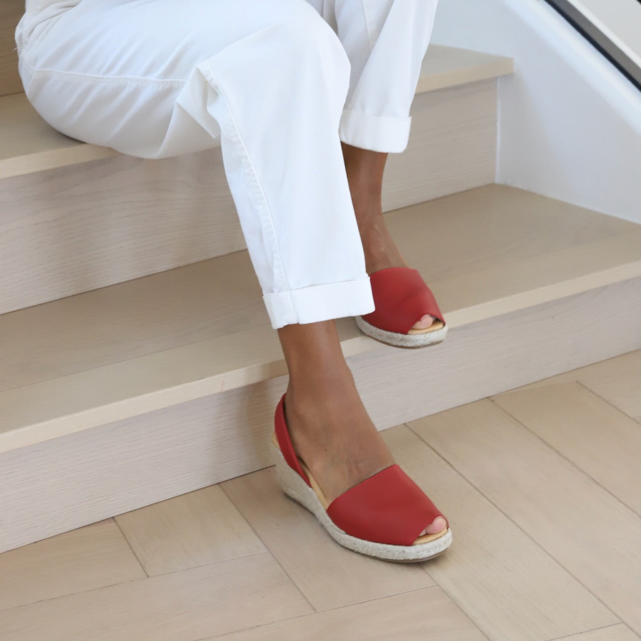 Red espadrille wedges