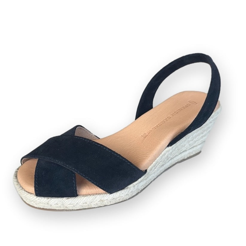 Crossover Black espadrille wedges