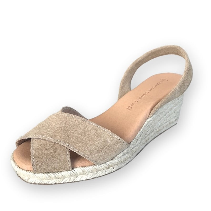 Crossover Beige espadrille wedges