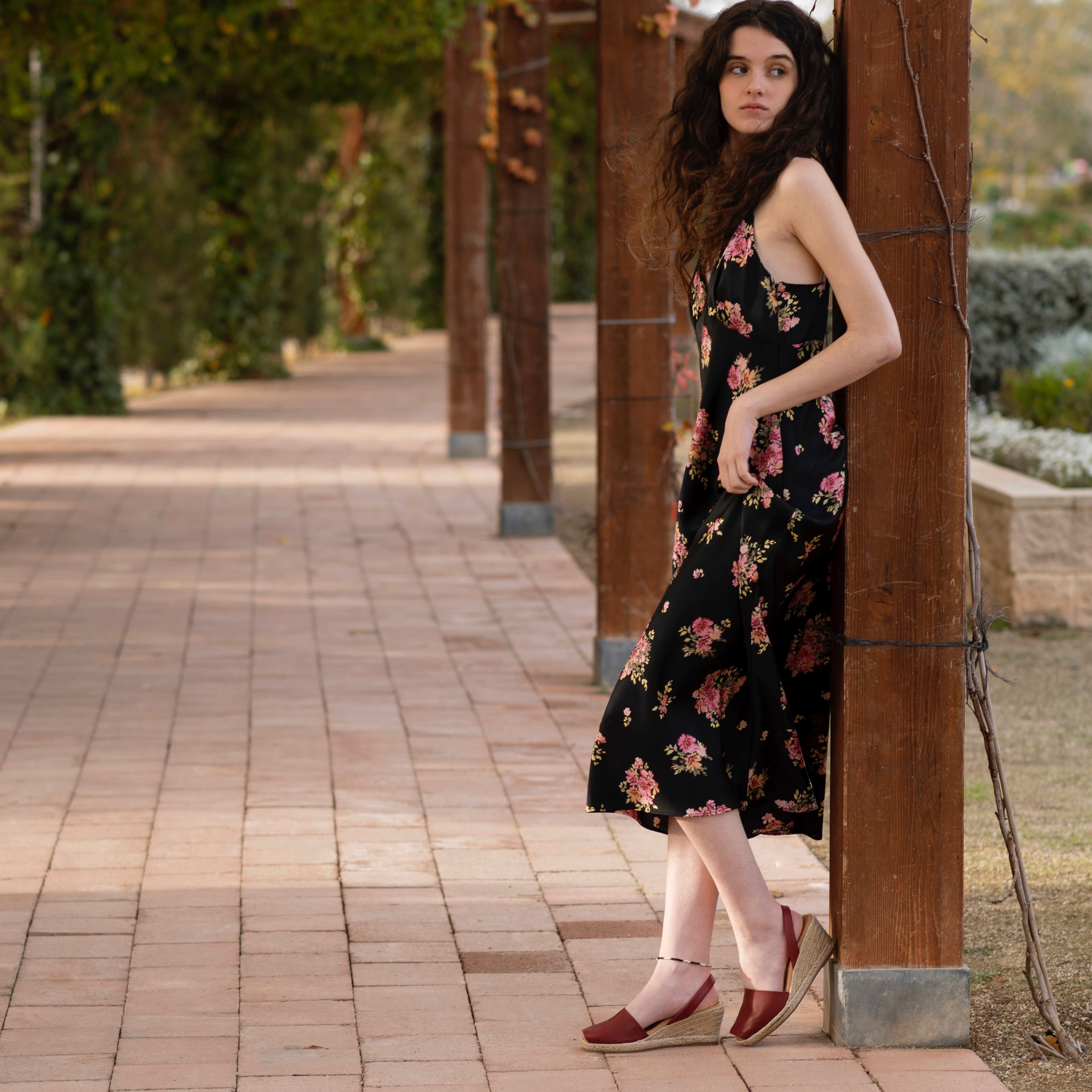 Burgundy espadrille wedges