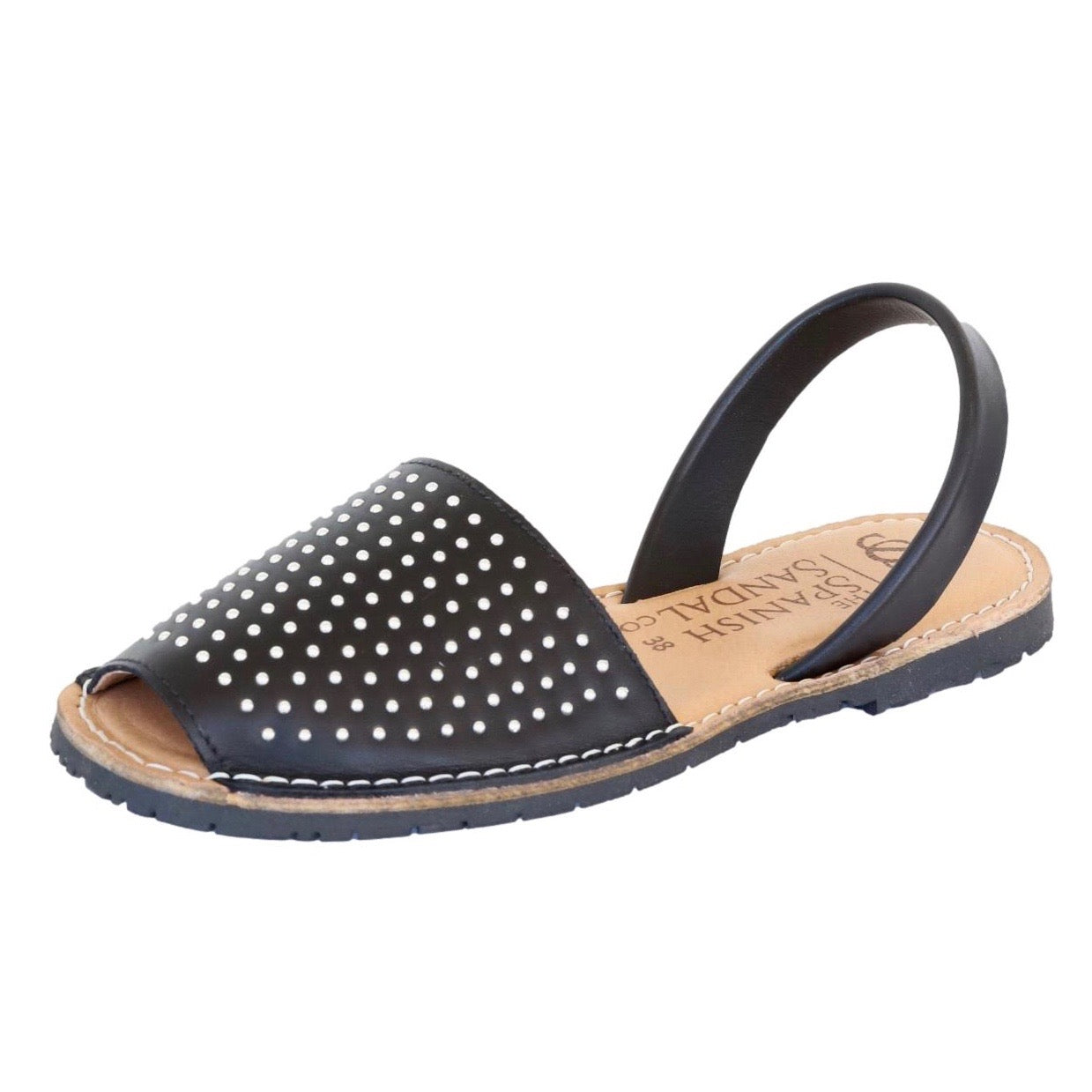 black studded sandals - angle view