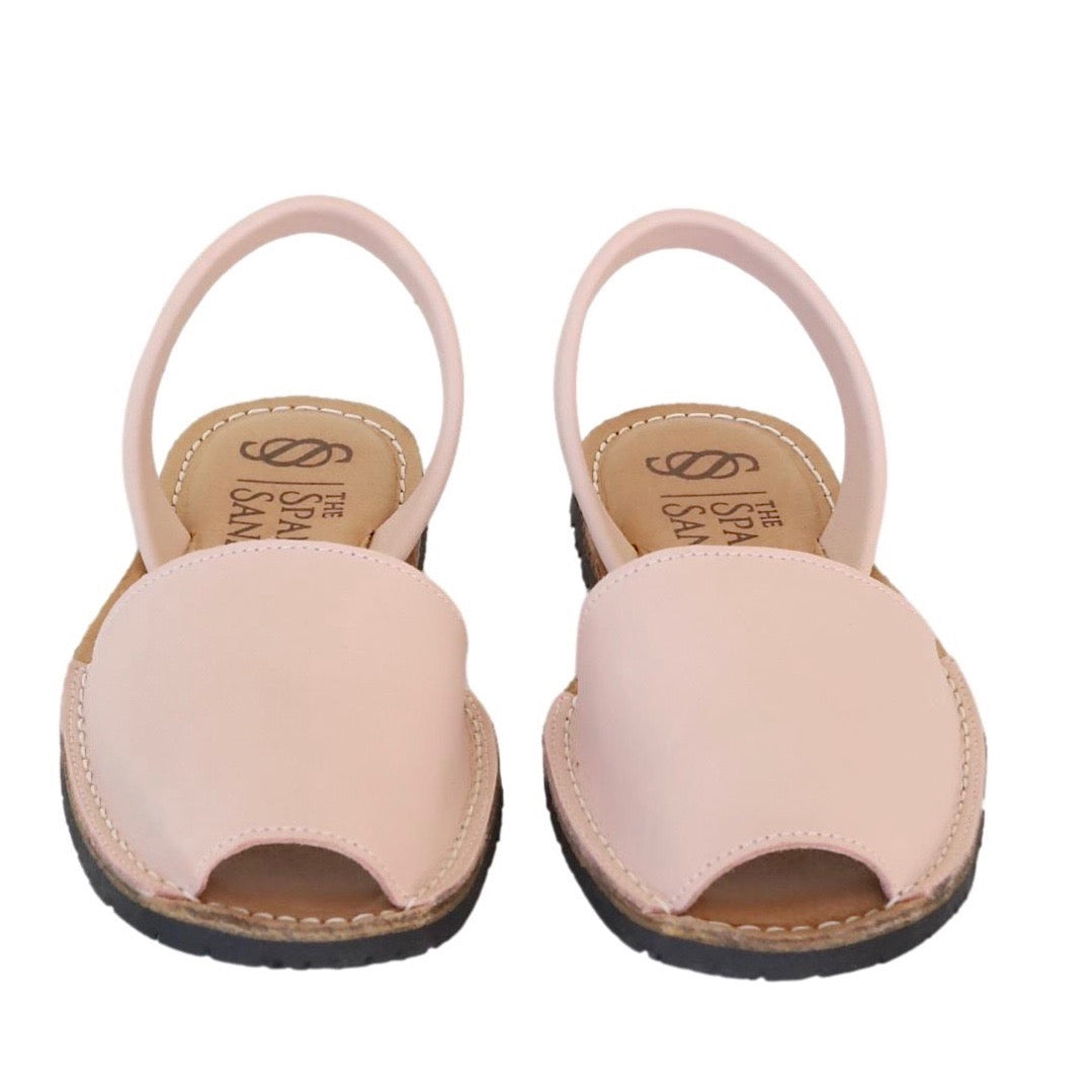 front facing classic sandals in silver pink
