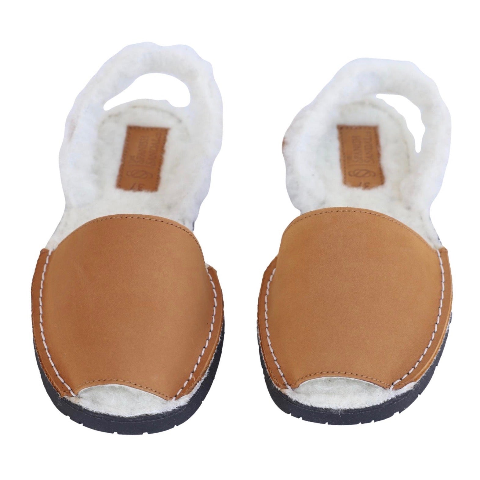 front facing classic slippers in camel