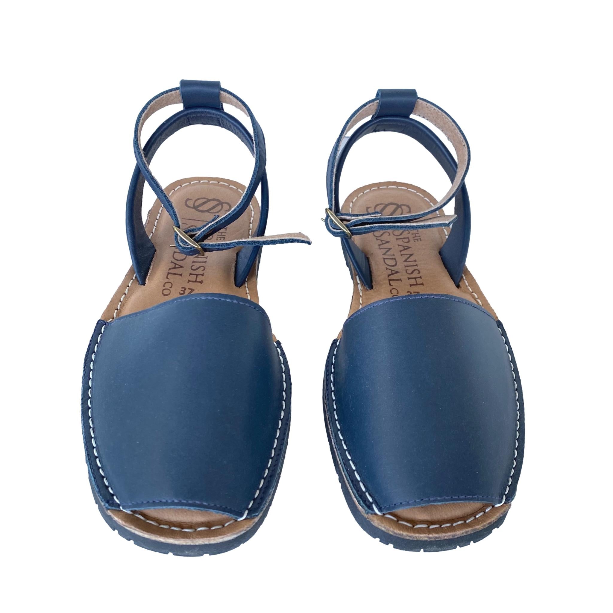 front facing classic sandals with ankle strap in navy