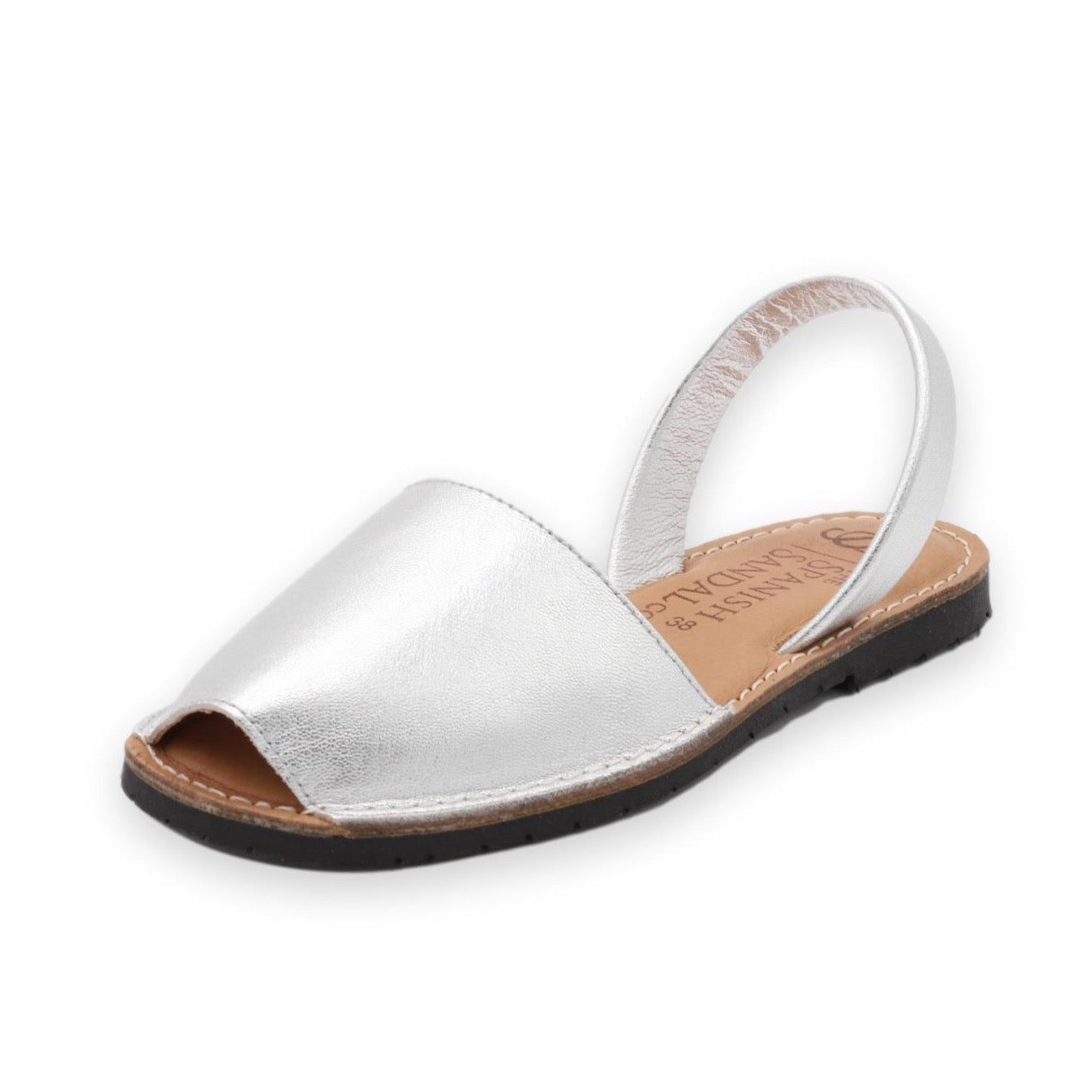 Metallic silver sandals