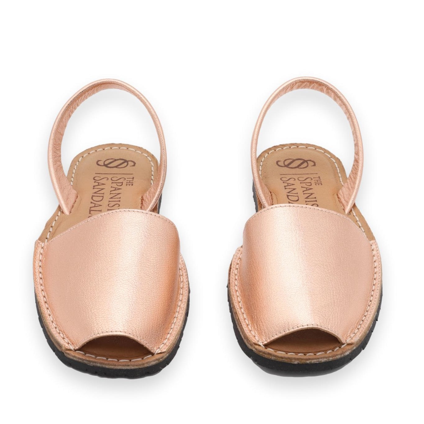 front facing classic sandals in rose gold