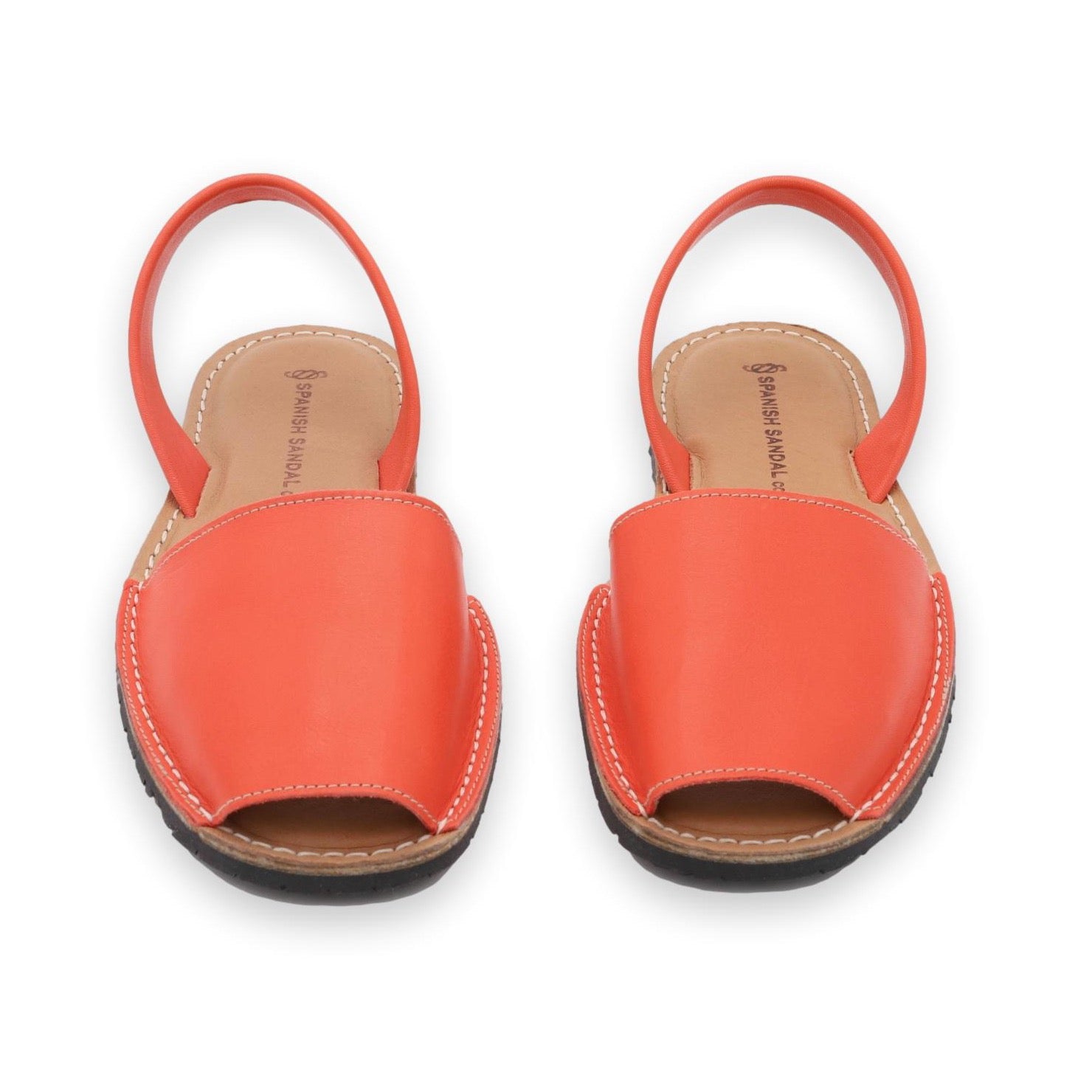 front facing classic sandals in coral