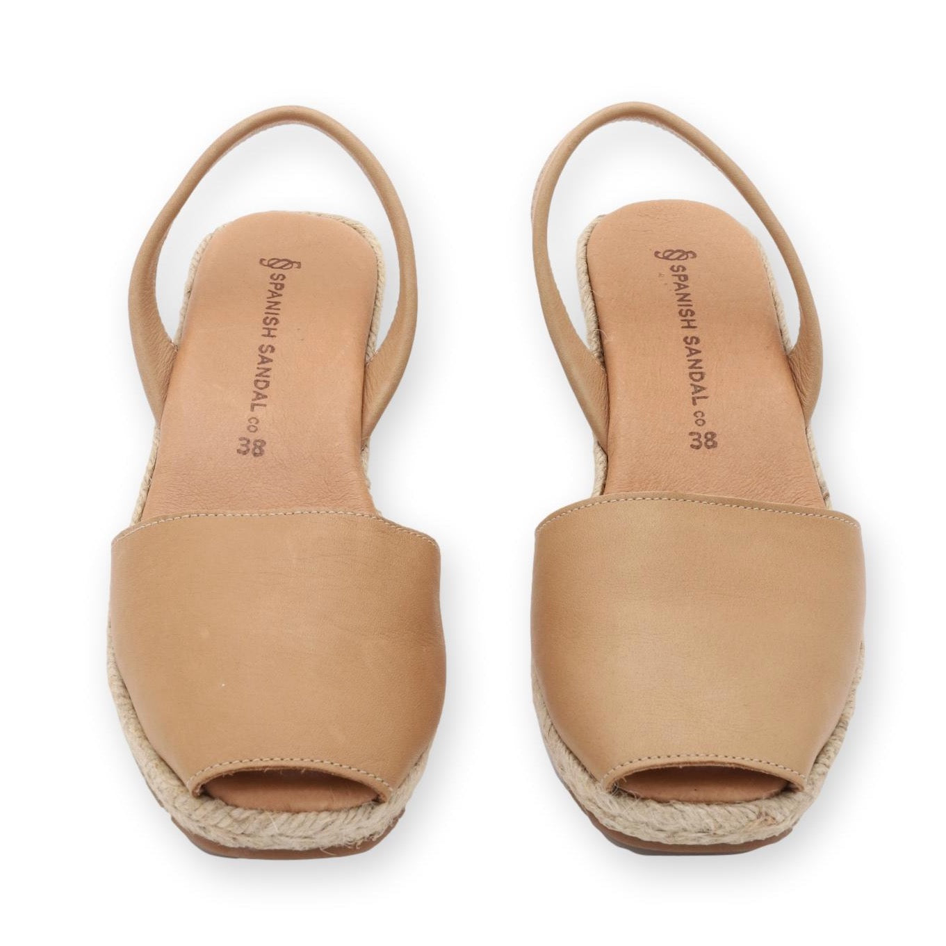 front facing espadrille wedge sandals in almond