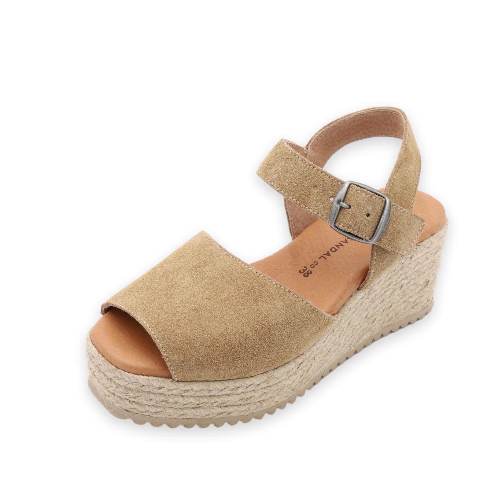 Beige platform sandals with strap