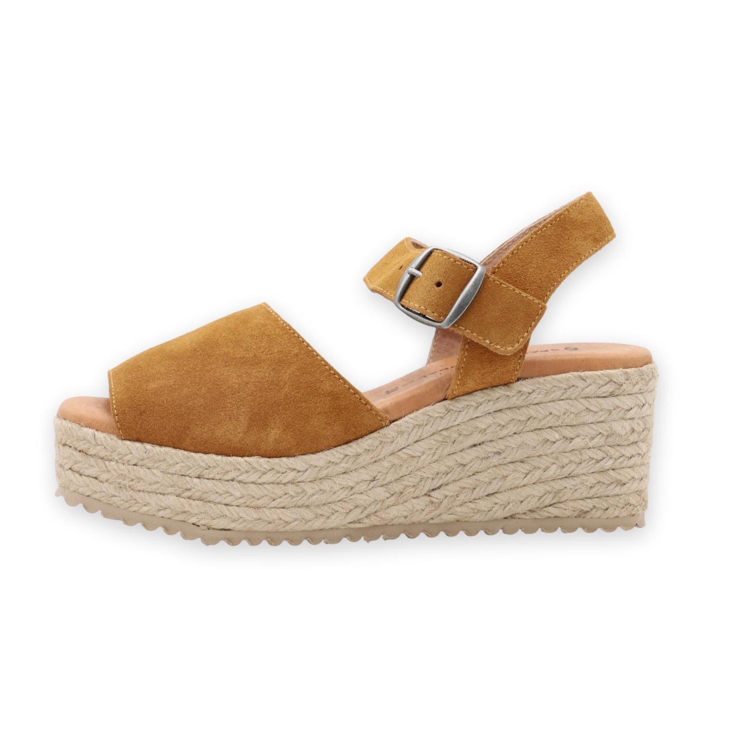 profile view platform sandals in whiskey