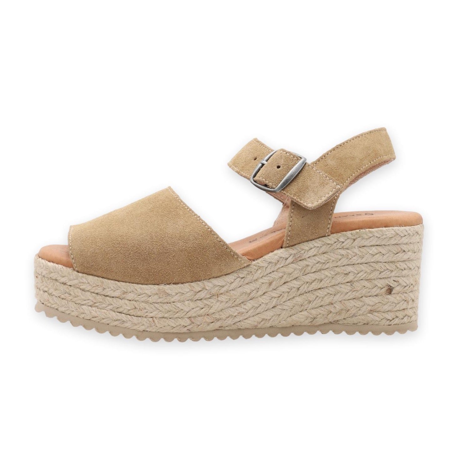 Beige platform sandals with strap