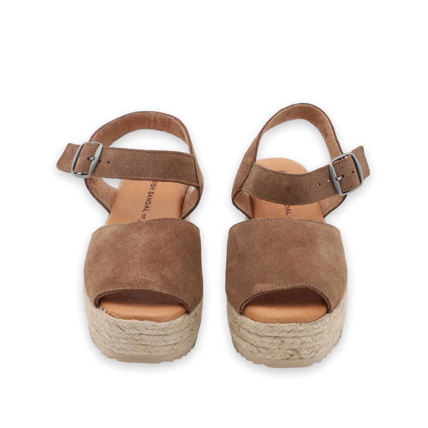 front facing platform sandals in mink brown