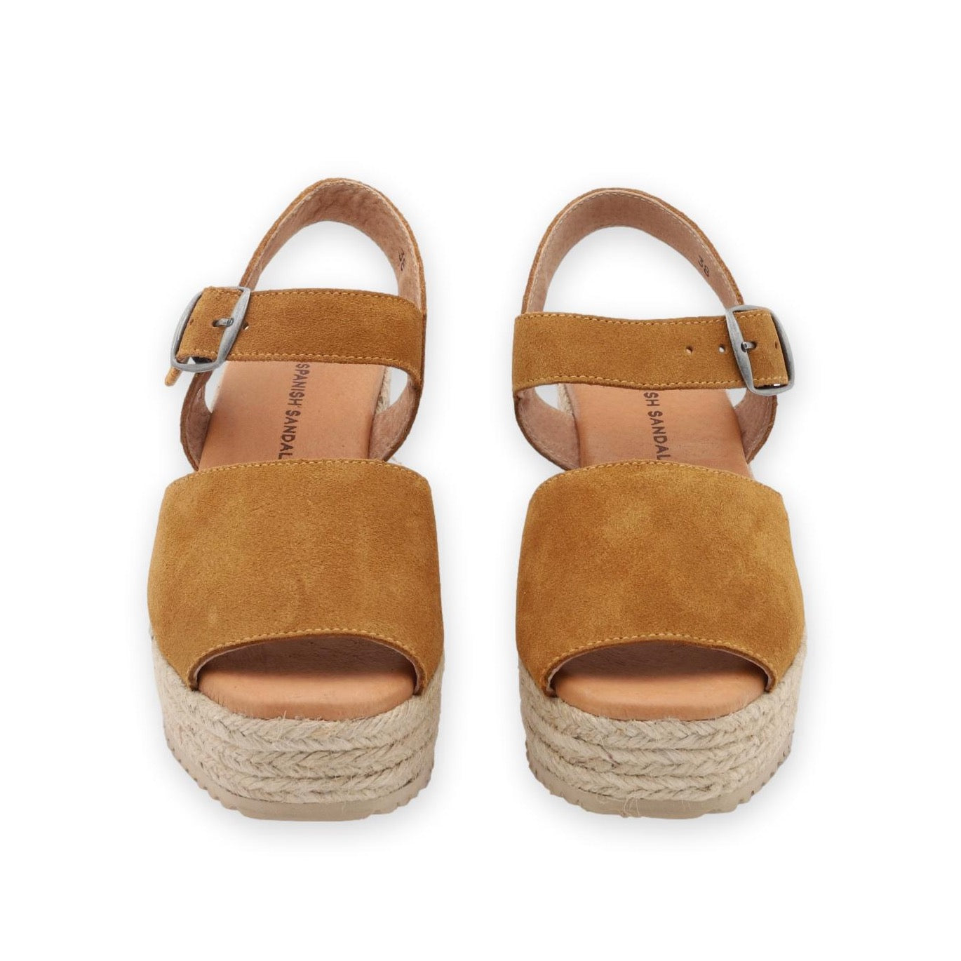 front facing platform sandals in whiskey