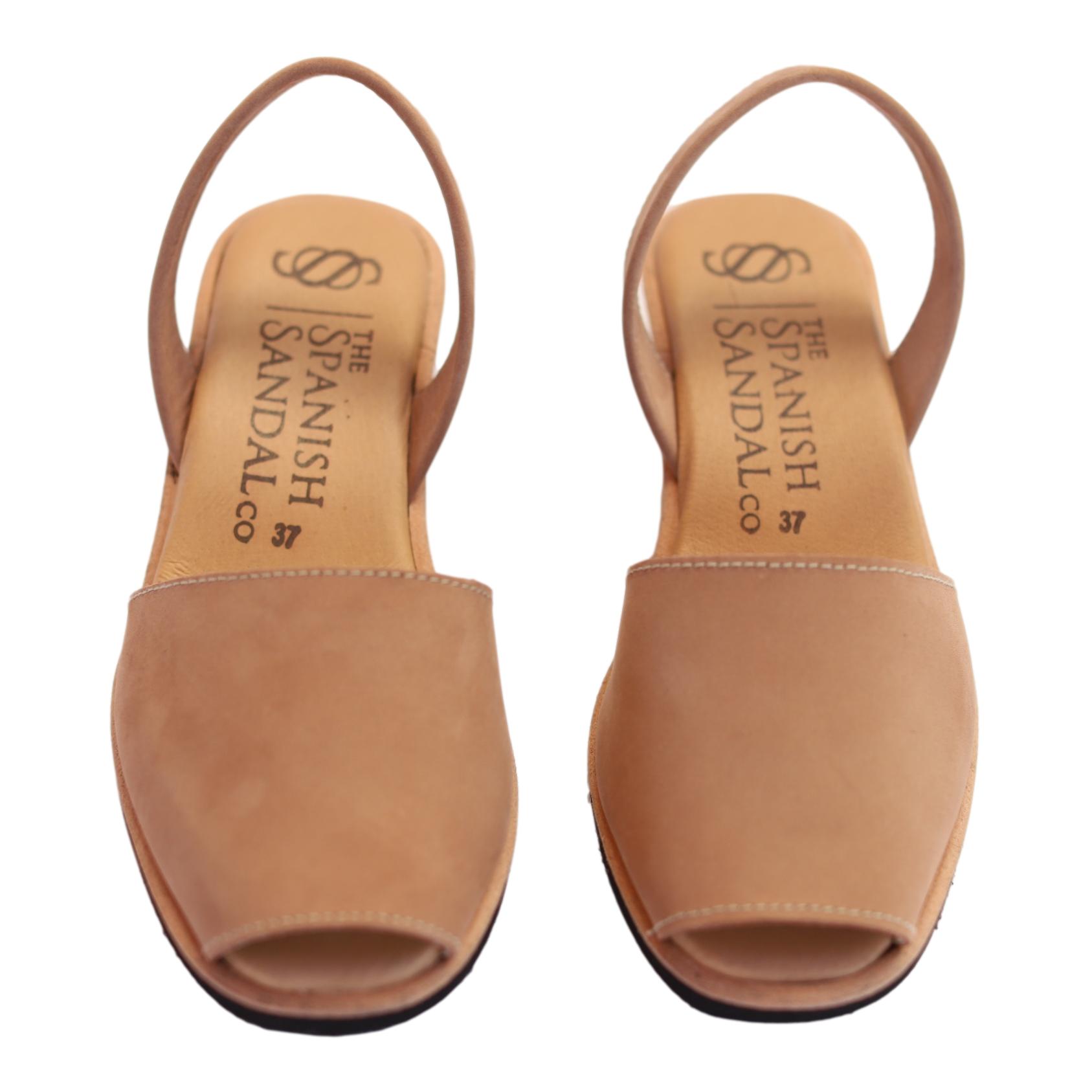 Tan nubuck midi wedge sandals