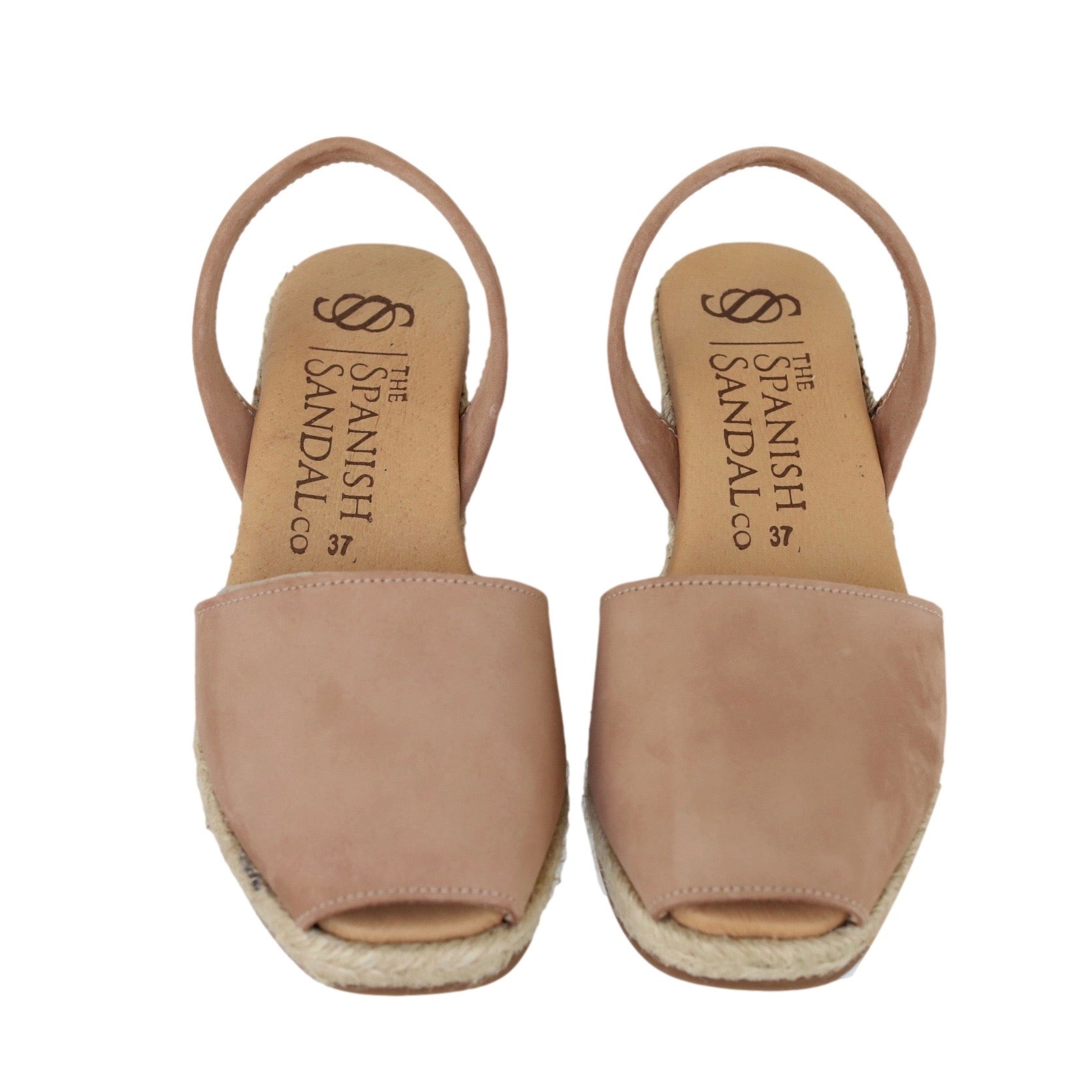 front facing wedge sandals in tan nubuck