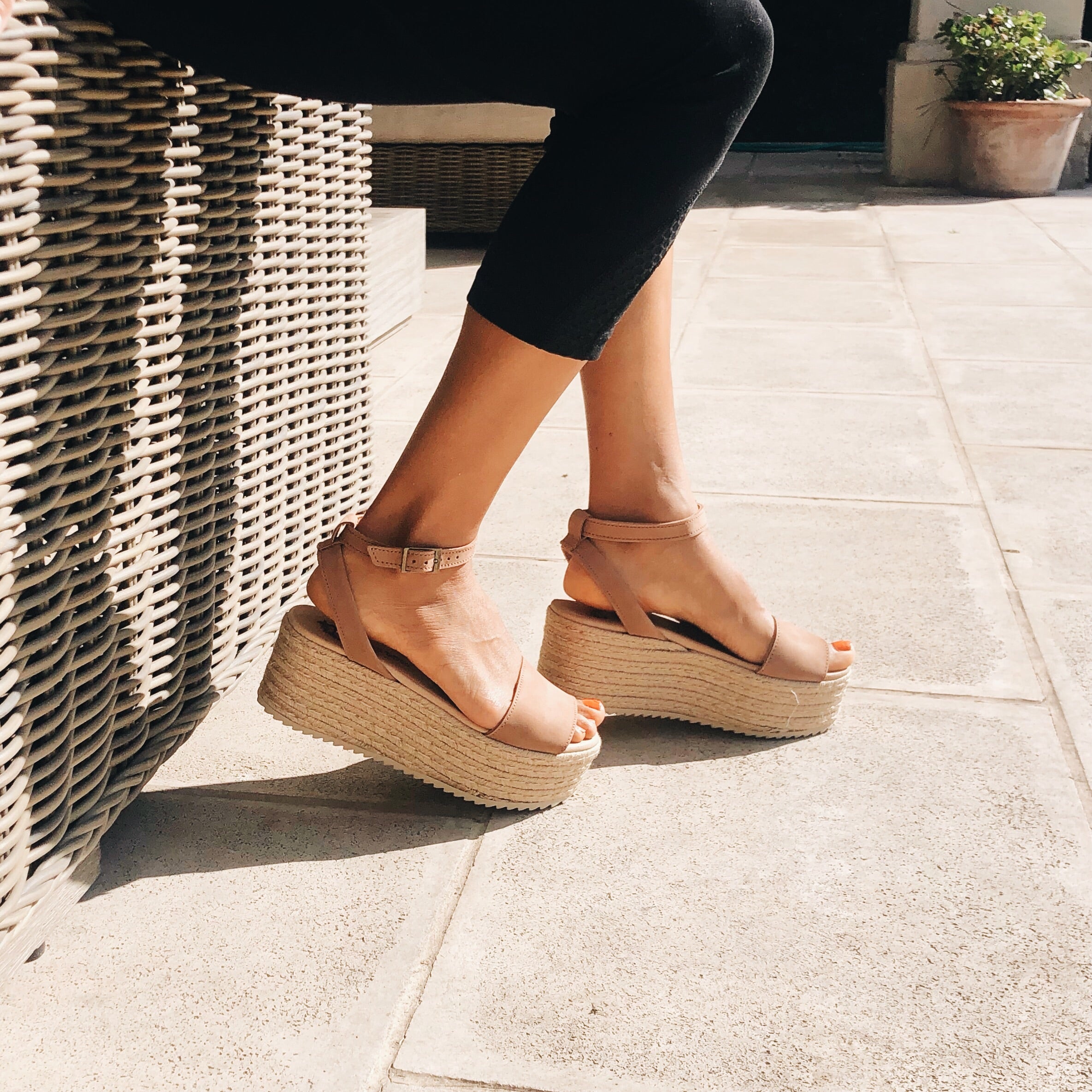 Terracotta nubuck platform sandals