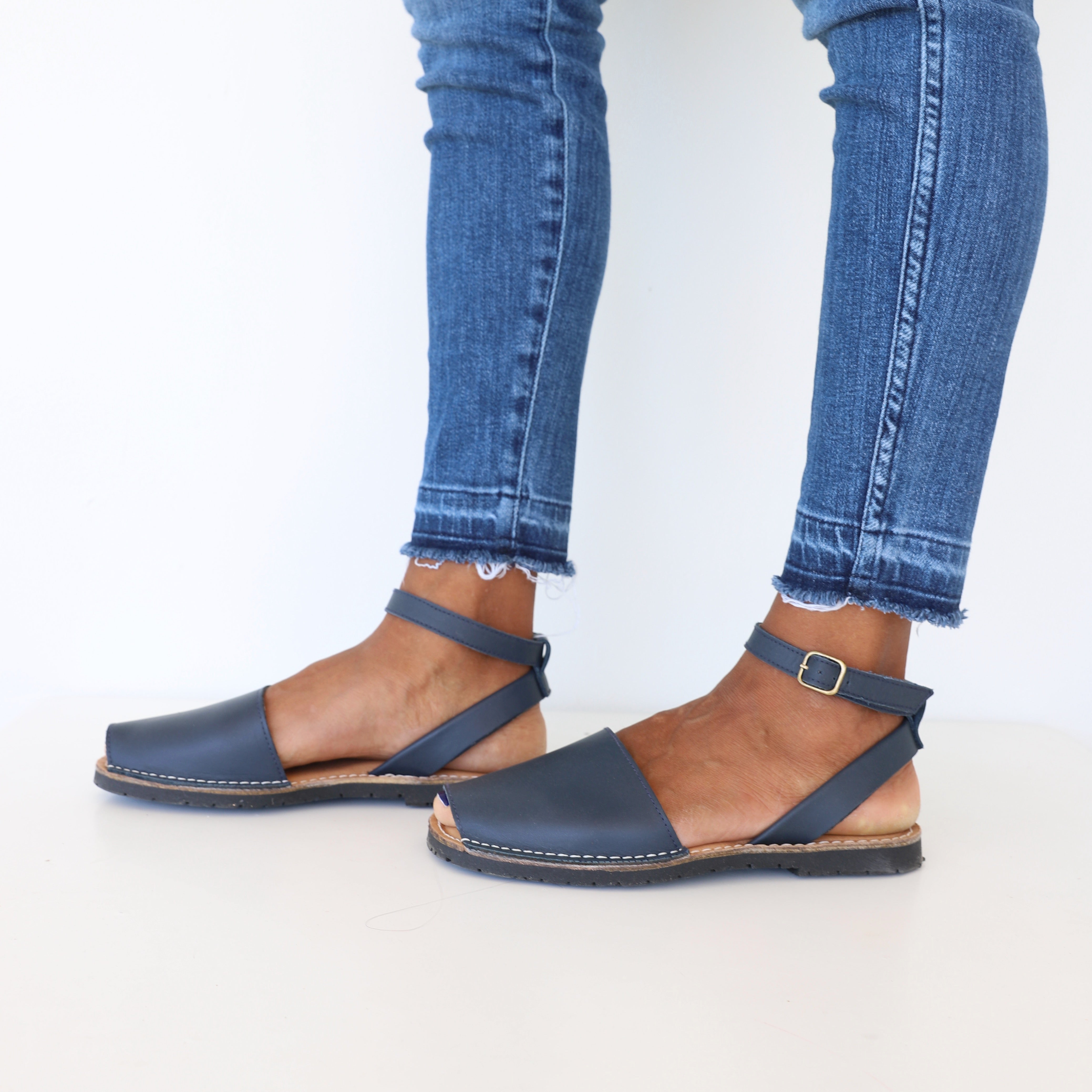 Navy blue sandals with strap