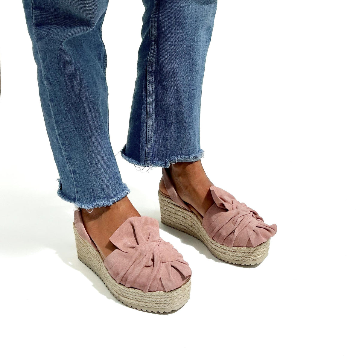 Soft pink ruffle platform sandals - The Spanish Sandal Company