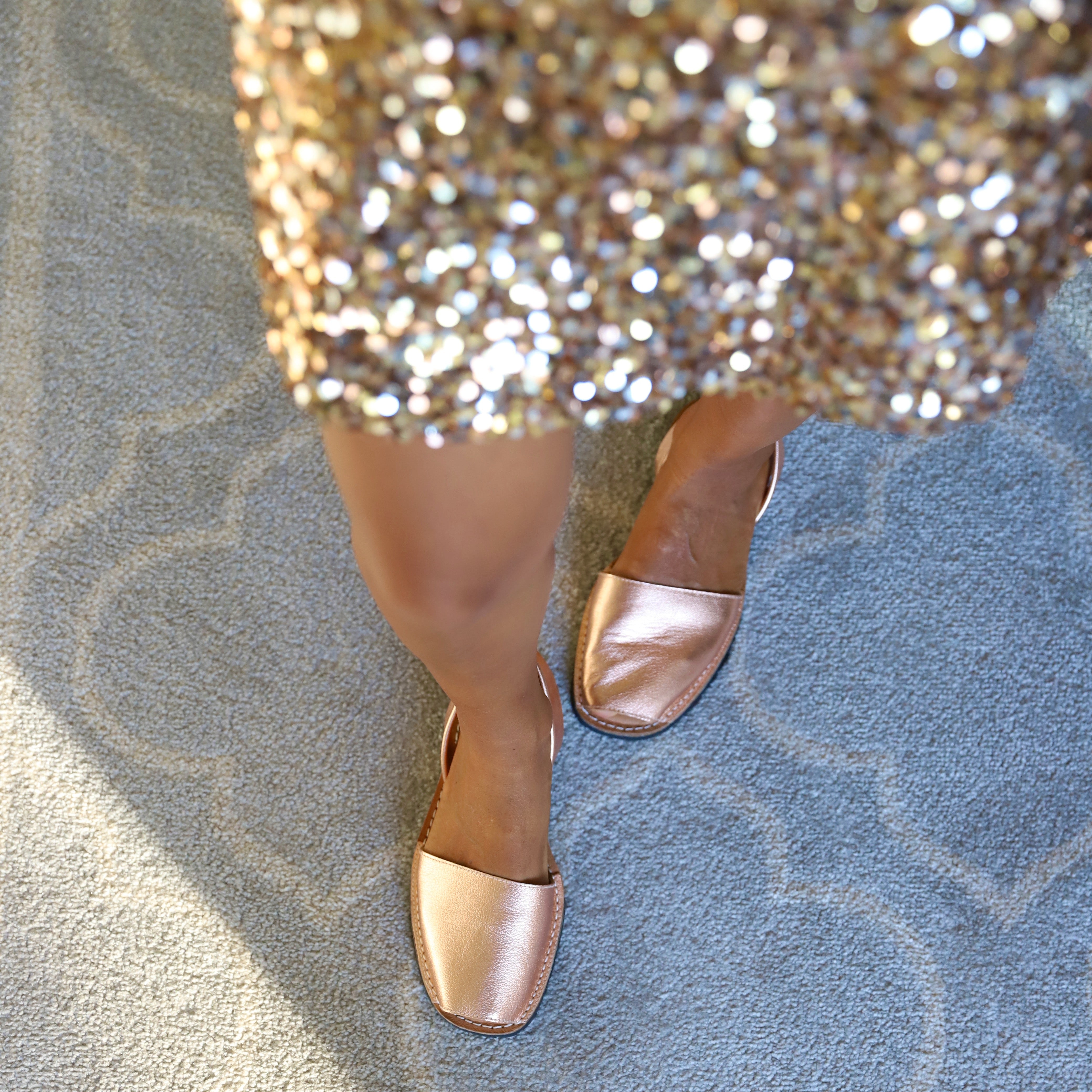 Metallic rose gold sandals