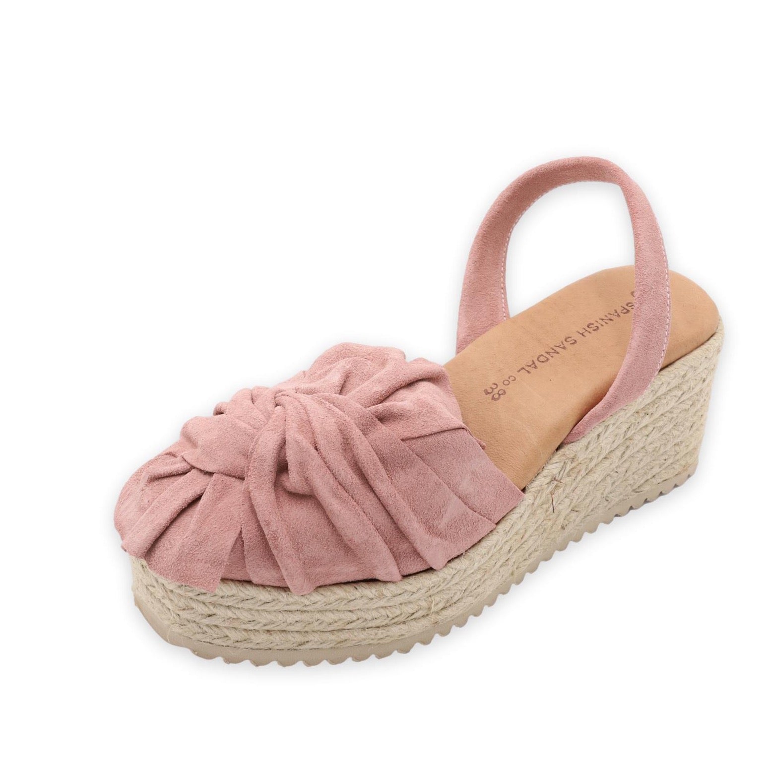 Soft pink ruffle platform sandals