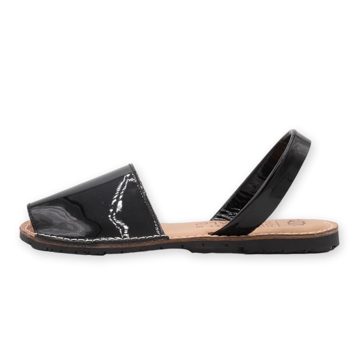 Black patent hot sale flat sandals