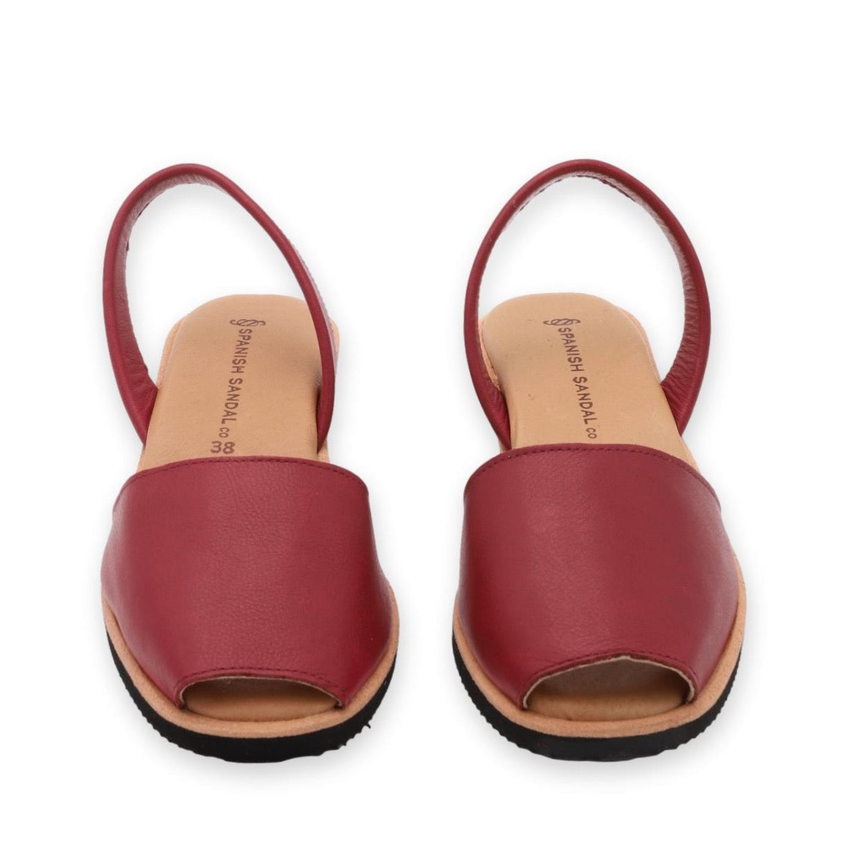 front facing mid wedge sandals in burgundy
