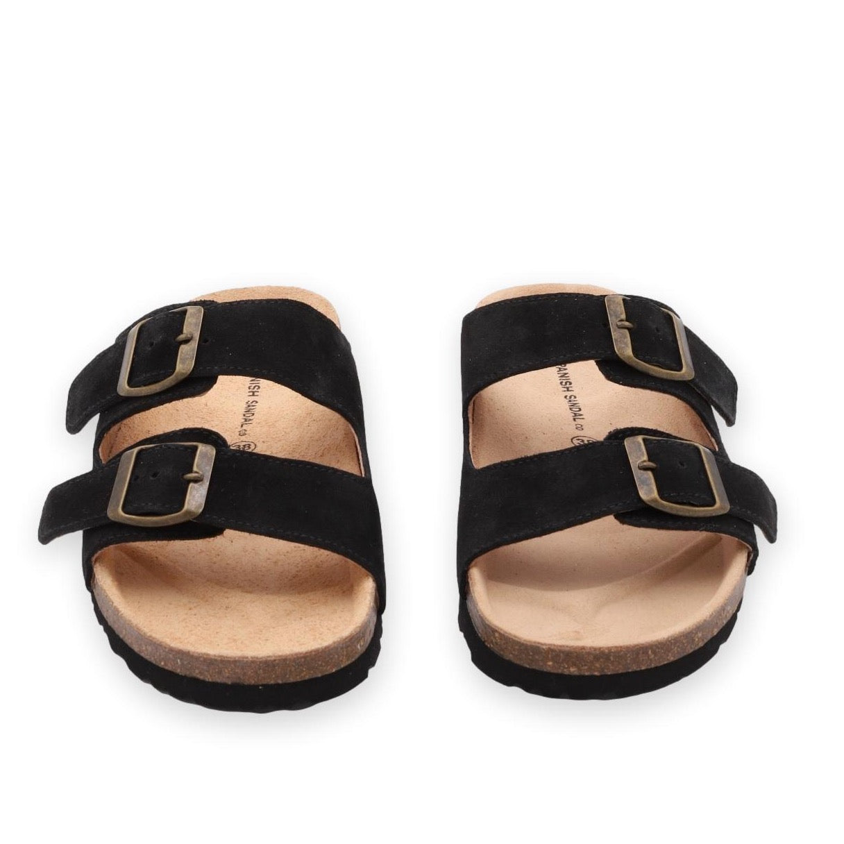 front facing nordic sandals in black