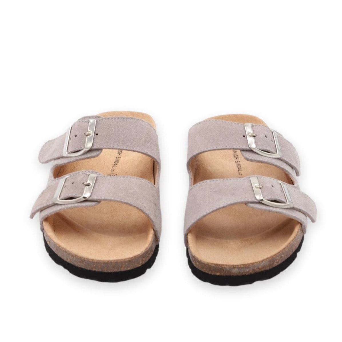 front facing nordic sandals in soft grey