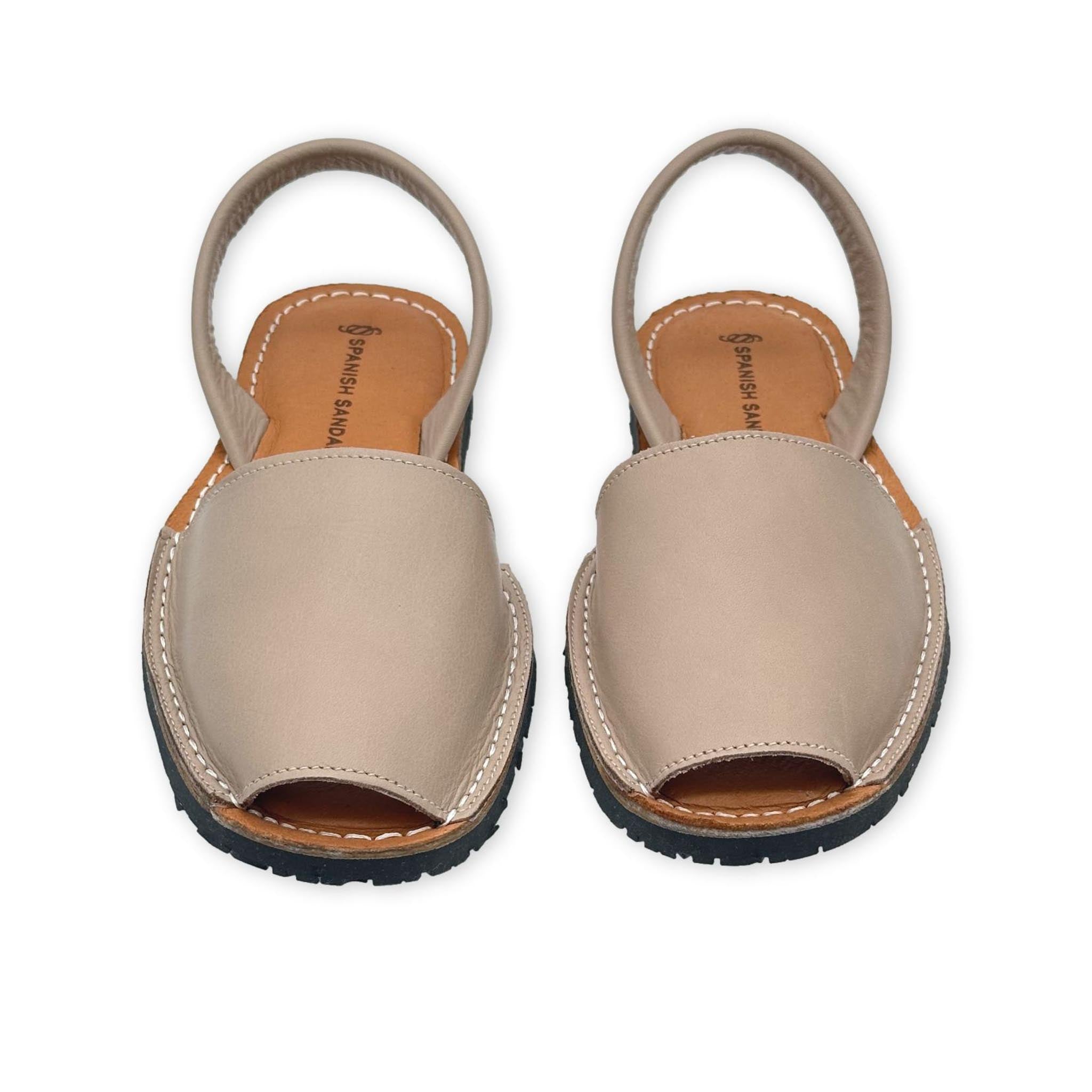 front facing sandals in color linen