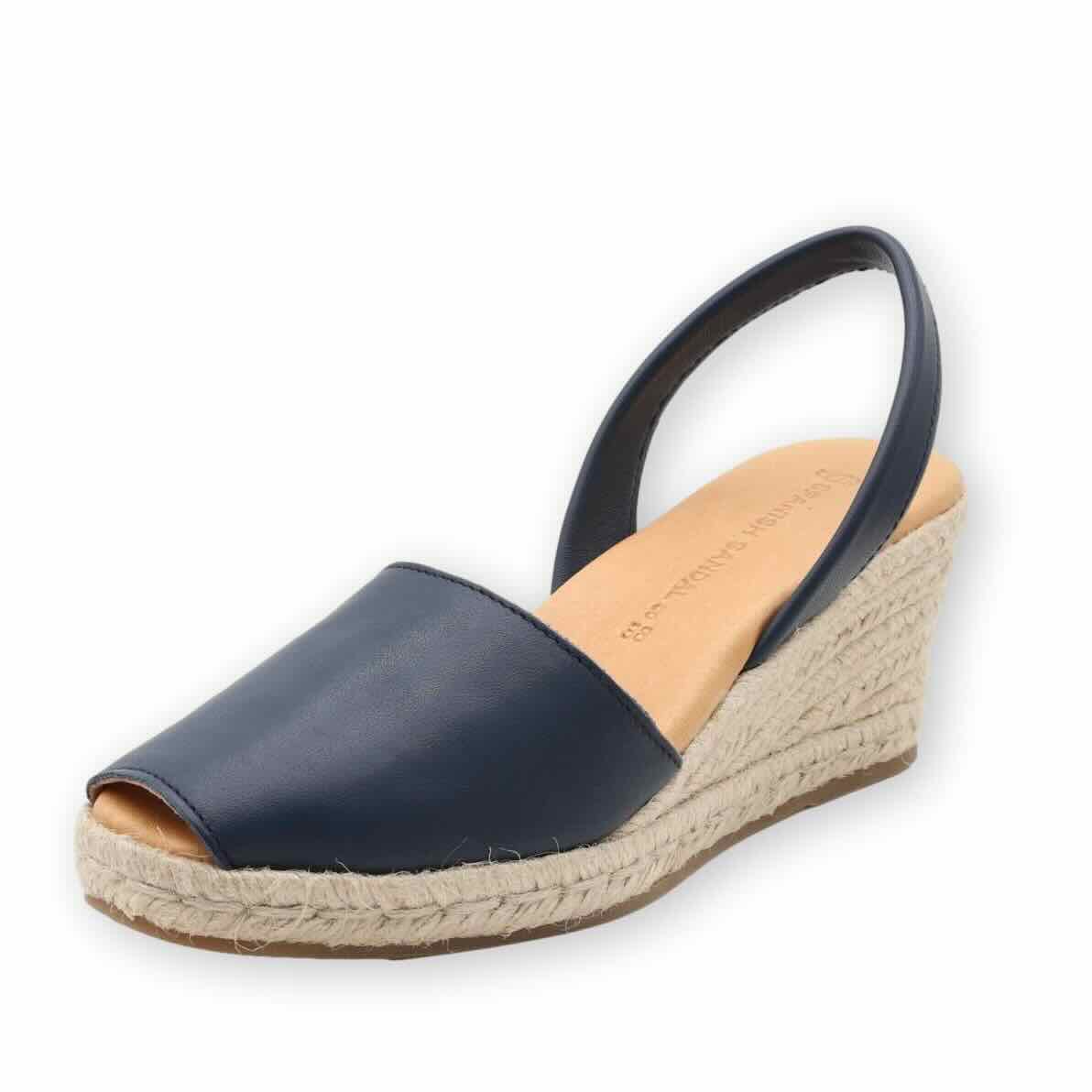 Navy blue espadrille wedge sandals